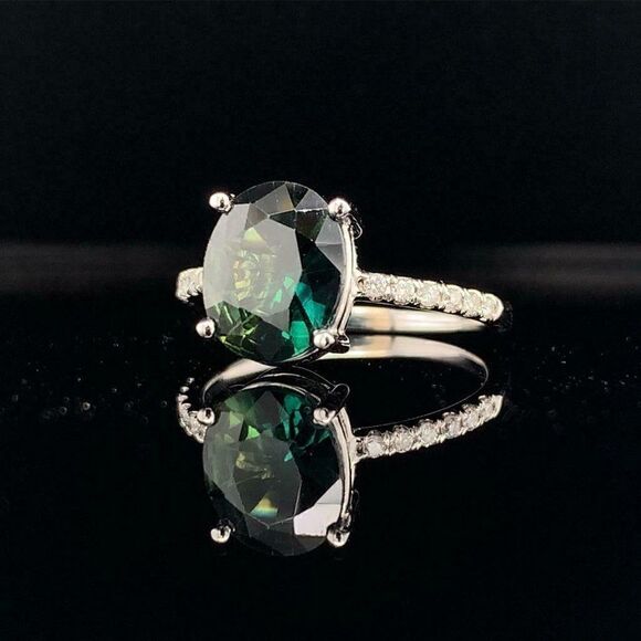 Sapphire Diamond Ring 14k White Gold 4.40 mm Certified $3,950 921163 - Picture 10 of 13